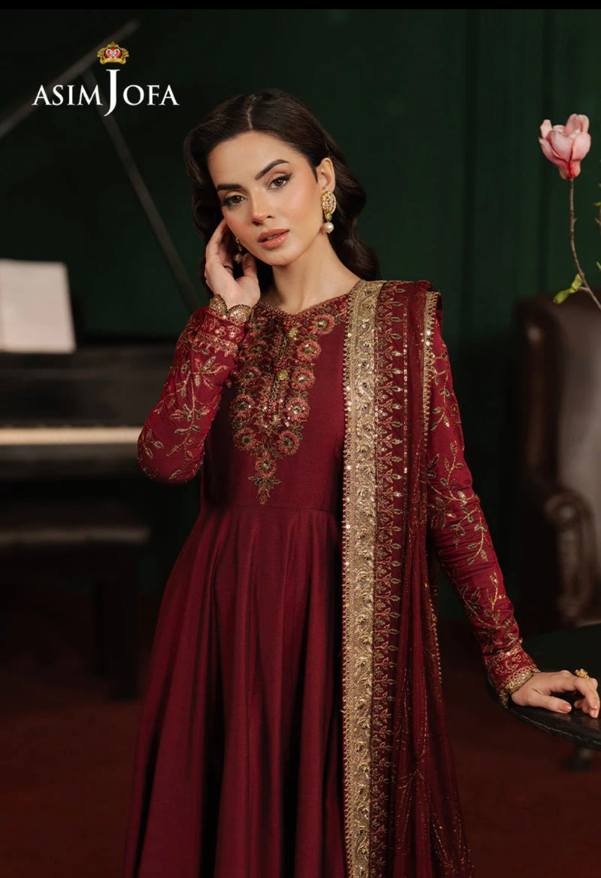 AJPF-15 EMBROIDERED TWO TONE COTTON SILK 2 PCS