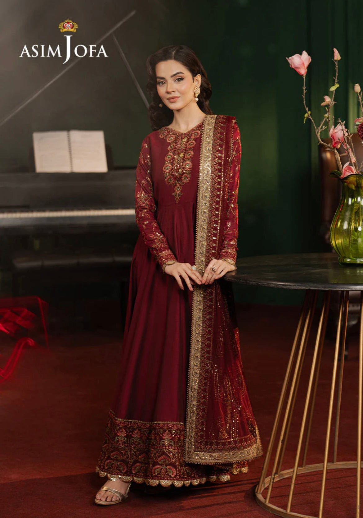AJPF-15 EMBROIDERED TWO TONE COTTON SILK 2 PCS