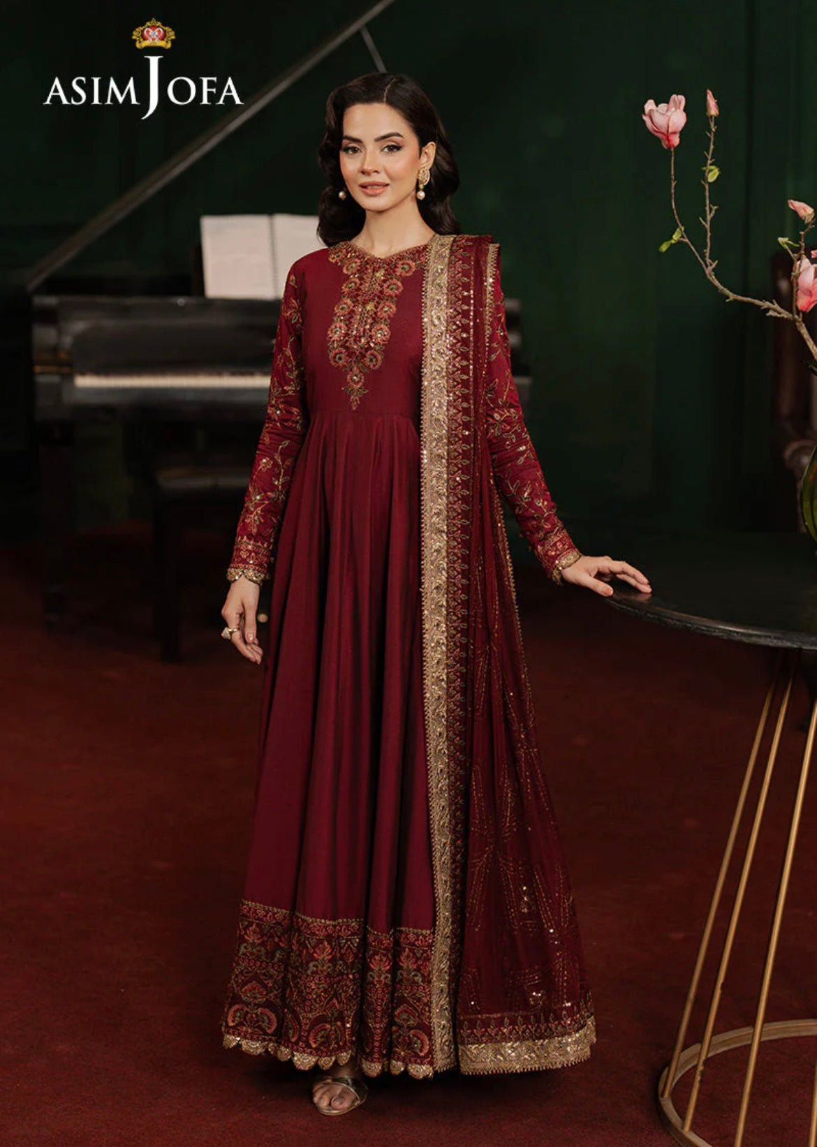 AJPF-15 EMBROIDERED TWO TONE COTTON SILK 2 PCS